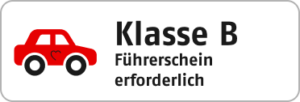Textgrafik „Klasse Führerschein erforderlich“